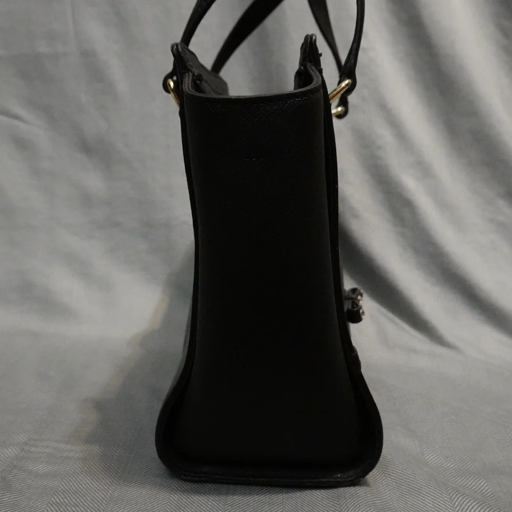 KATE SPADE Laurel Way Black Leather Satchel with Diamond Studded Bow Detail - Picture 4 of 13